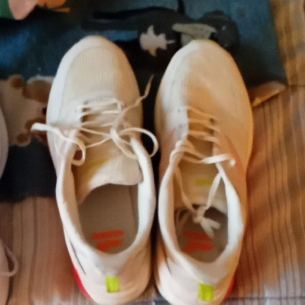 Avia White and Neon Athletic Shoes
